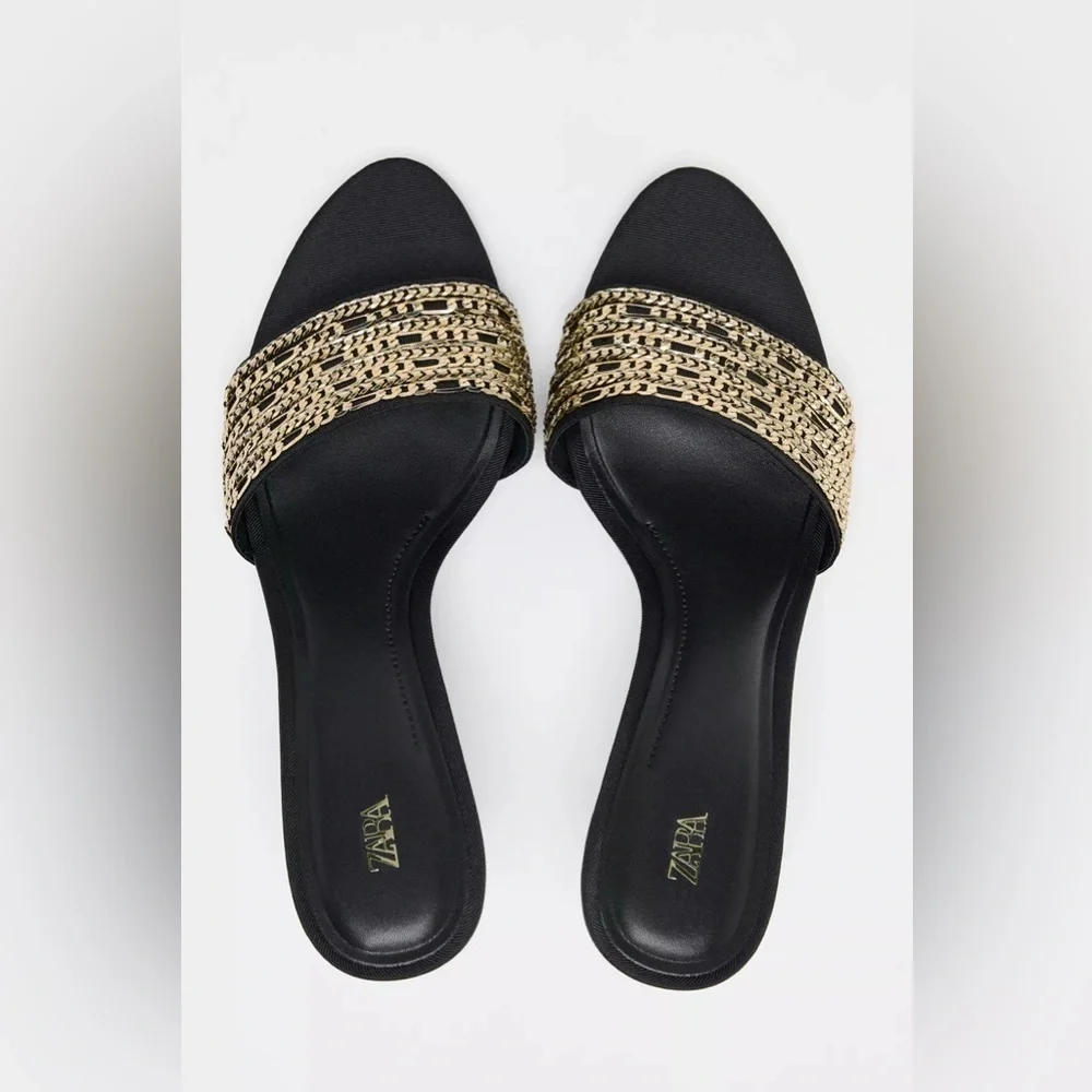🔥🔥Zara chain trim heeled sandals - Picture 3 of 8